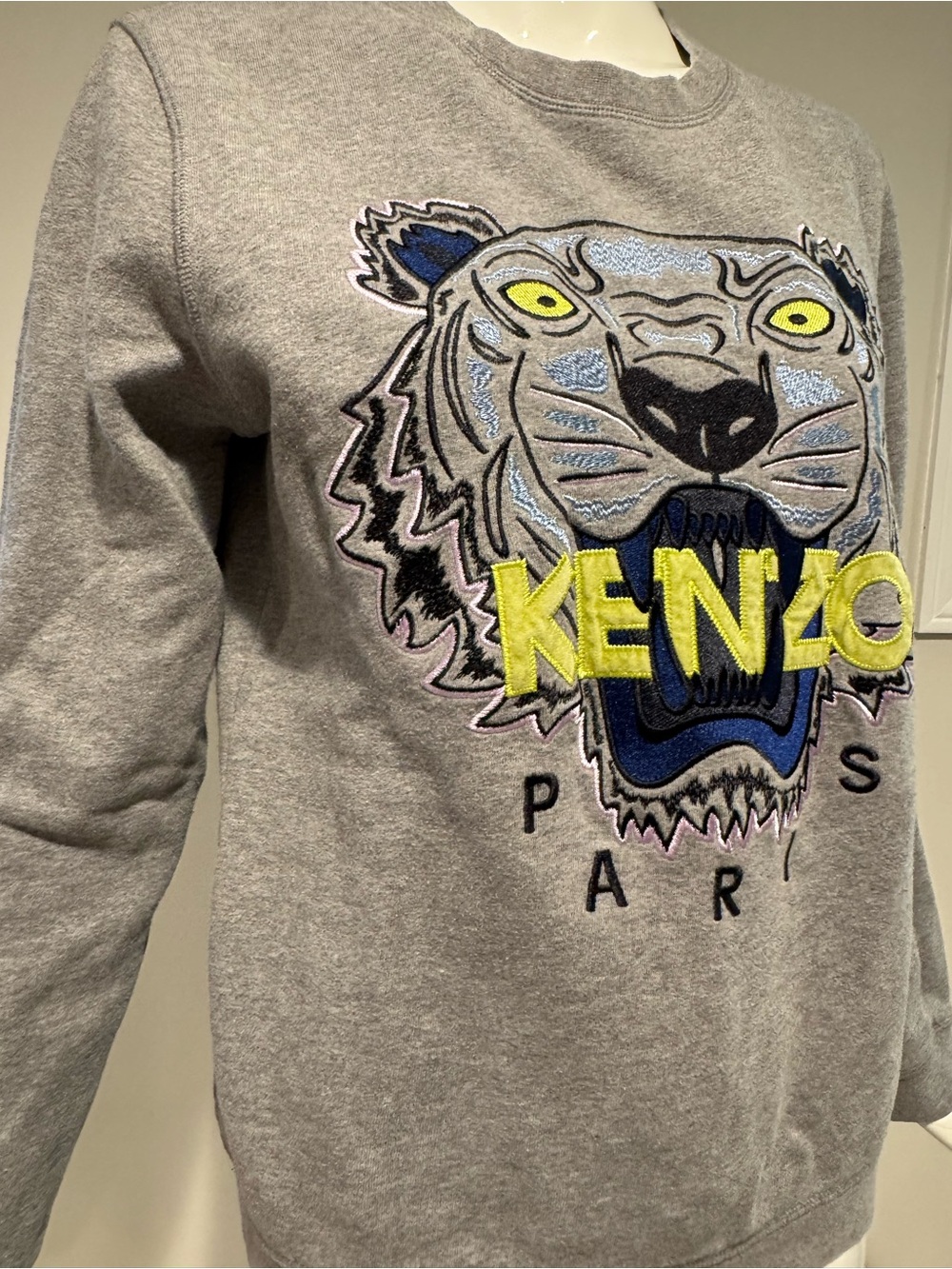 Kenzo Paris Tiger Embroidered Sweatshirt Grey Size Large - Picture 7 of 8